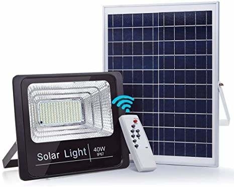 Dış Mekan LED 40w Güneş Sel Işık Garaj Kanalı Uzaktan Kumandalı Güneş Sokak Lambası