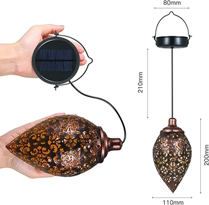 Asılı Açık Güneş Işığı IP44 Su Geçirmez Solar Bahçe Işık Metal Dövme Retro Fener