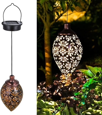 Asılı Açık Güneş Işığı IP44 Su Geçirmez Solar Bahçe Işık Metal Dövme Retro Fener
