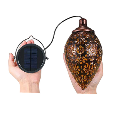 Asılı Açık Güneş Işığı IP44 Su Geçirmez Solar Bahçe Işık Metal Dövme Retro Fener