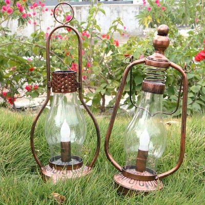 Su geçirmez IPX6 Solar LED Bahçe Işıkları Kamp Asma Yağ Lambası