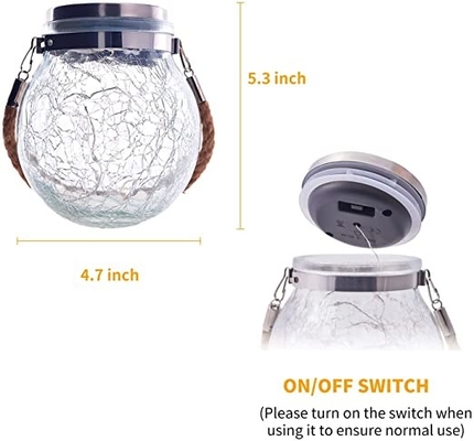 3.7V Bahçe Asılı Güneş Işığı Açık 7 Renk Kırık Cam Top