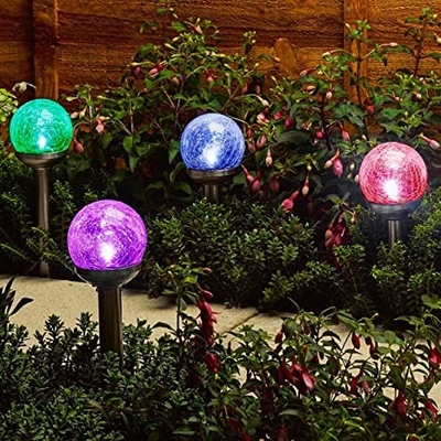 Çatlak Önleyici Cam Top Güneş LED Bahçe Işıkları Sokak Kriket Işığı 5V