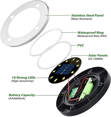 IP67 Solar LED Bahçe Işıkları DC 6V 10 LED Solar Led Yeraltı Işıkları