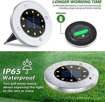 IP67 Solar LED Bahçe Işıkları DC 6V 10 LED Solar Led Yeraltı Işıkları