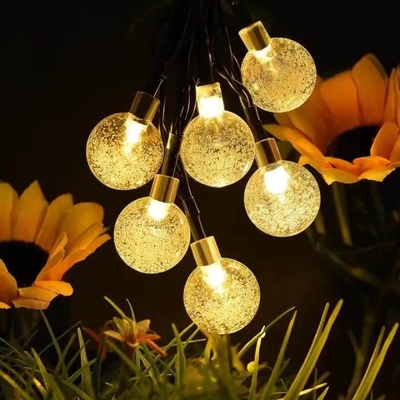Tatil SGS Güneş Enerjili Peri Işıkları Açık Hava Kabarcık Kristal Top LED 2700K