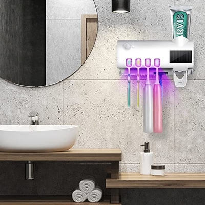 Banyo Güneş Enerjisi UV Diş Fırçası Tutucu Diş Macunu Dispenseri Çok Fonksiyonlu