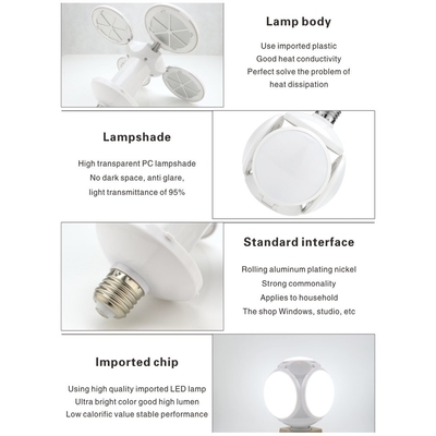 Ayarlanabilir Deforme Edilebilir LED Futbol UFO Lambası E27 40W Yatak Odası Çalışması İçin