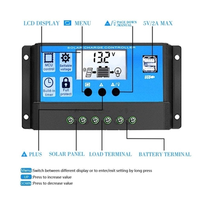 Lityum Piller için 30A PWM Solar Şarj Regülatörü Deşarj Regülatörü 12V 24V 1920W