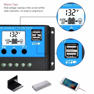 LCD Ekran Güneş Kontrol Regülatörü 12V / 24V 60A 50A 40A 30A 20A 10A PWM USB 5V