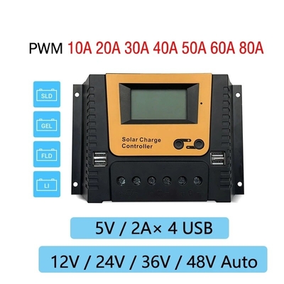PWM Solar Şarj Paneli Kontrol Regülatörü 10A 20A 30A 40A 12V 24V 36V 48V