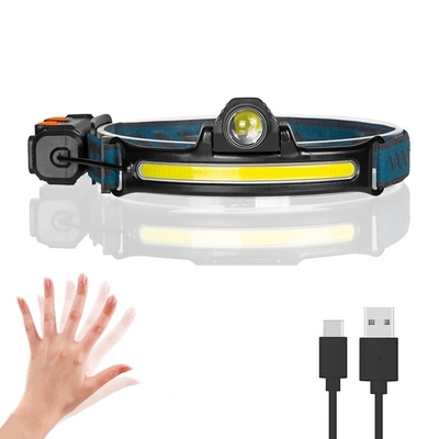 USB Şarj Edilebilir İndüksiyon Far Yakınlaştırma COB LED Kafa Lambası Dahili Pil El Feneri Çok İşlevli 6 Mod Kafa Meşalesi